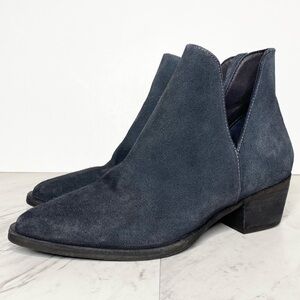 Free People Charm Double V Blue Suede Bootie 38.5